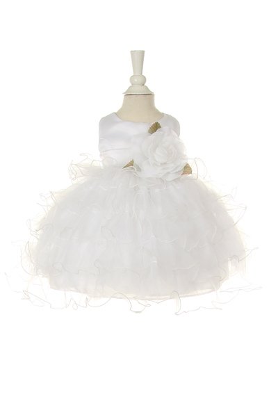 white infant girls layered ruffle dresses